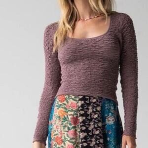 Natural Life Textured Cropped Top S Mauve Whimsigoth Fairy Grunge Y2K Earthy